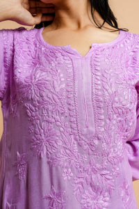 AYVERA Women's Lavender  Rayon Chikankari Palazzo Set