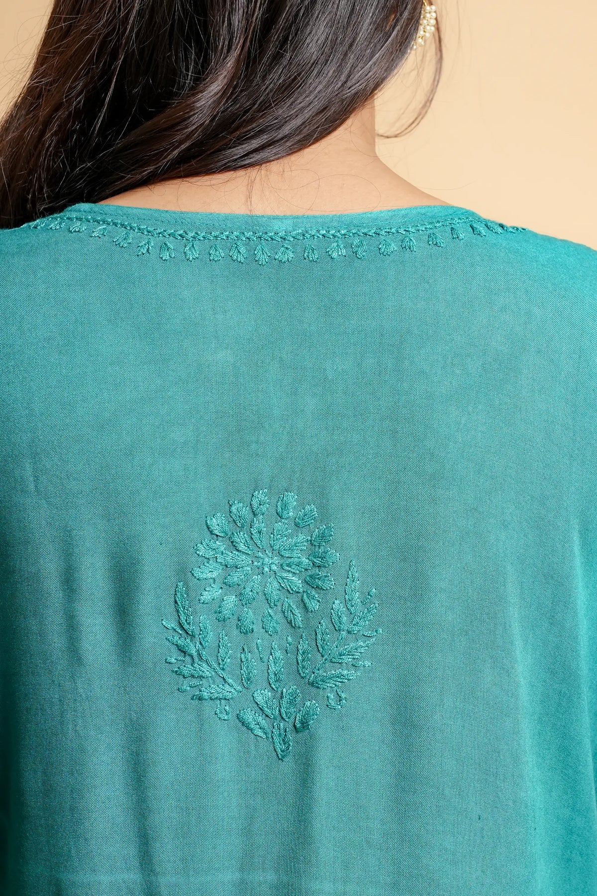 AYVERA Women's Teal  Rayon Chikankari Palazzo Set