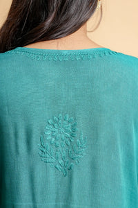 AYVERA Women's Teal  Rayon Chikankari Palazzo Set