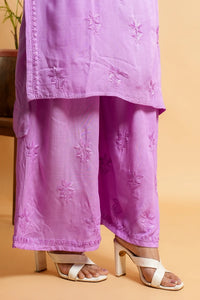 AYVERA Women's Lavender  Rayon Chikankari Palazzo Set